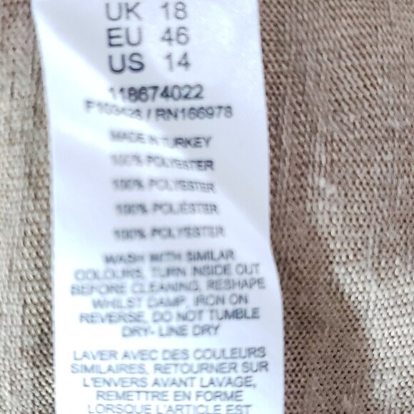 ASOS Design Short Sleeve Boxy Knit Top NWOT Size 14 Tan Brown V-Neck 100% Poly - Picture 5 of 6